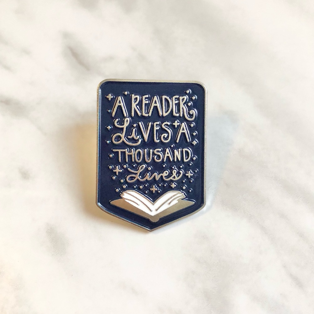 🎉 New A Reader Lives A Thousand Lives Book Pin